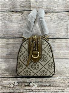 Tory Burch T Monogram Two-Tone Barrel Leather Crossbody Bag